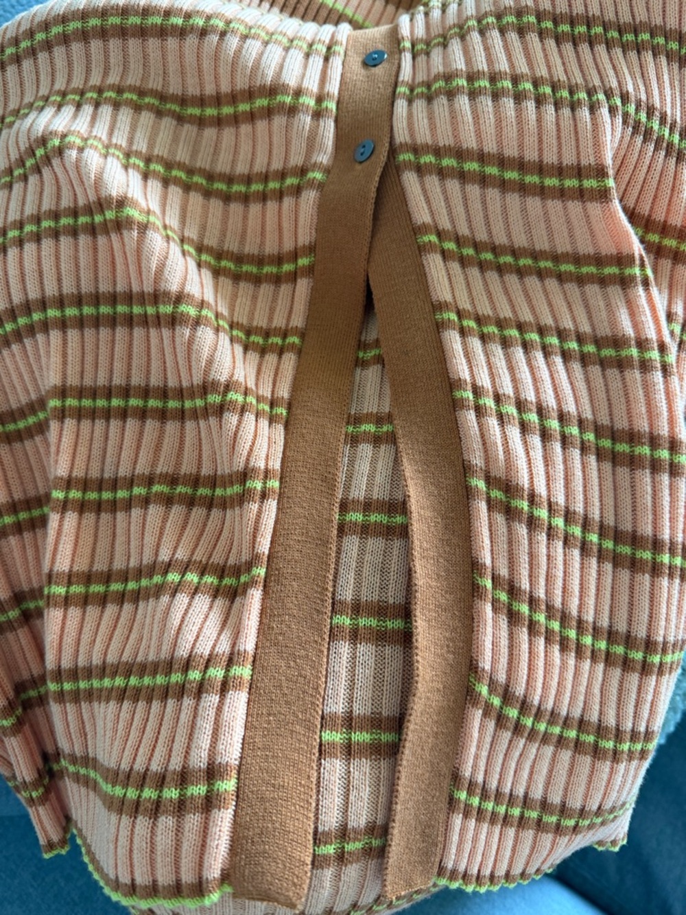 Free People Orange & Yellow Striped Ribbed Button-Front Dress - Picture 5 of 5